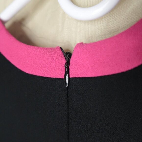 Vintage 90s Bebe Sleeveless Mini Dress Pink Black Wool A-Line Women's Size 4 - Picture 7 of 10
